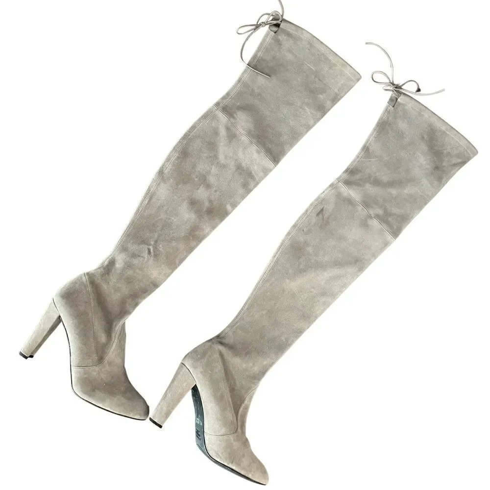 Stuart Weitzman highland grey suede over the knee boots